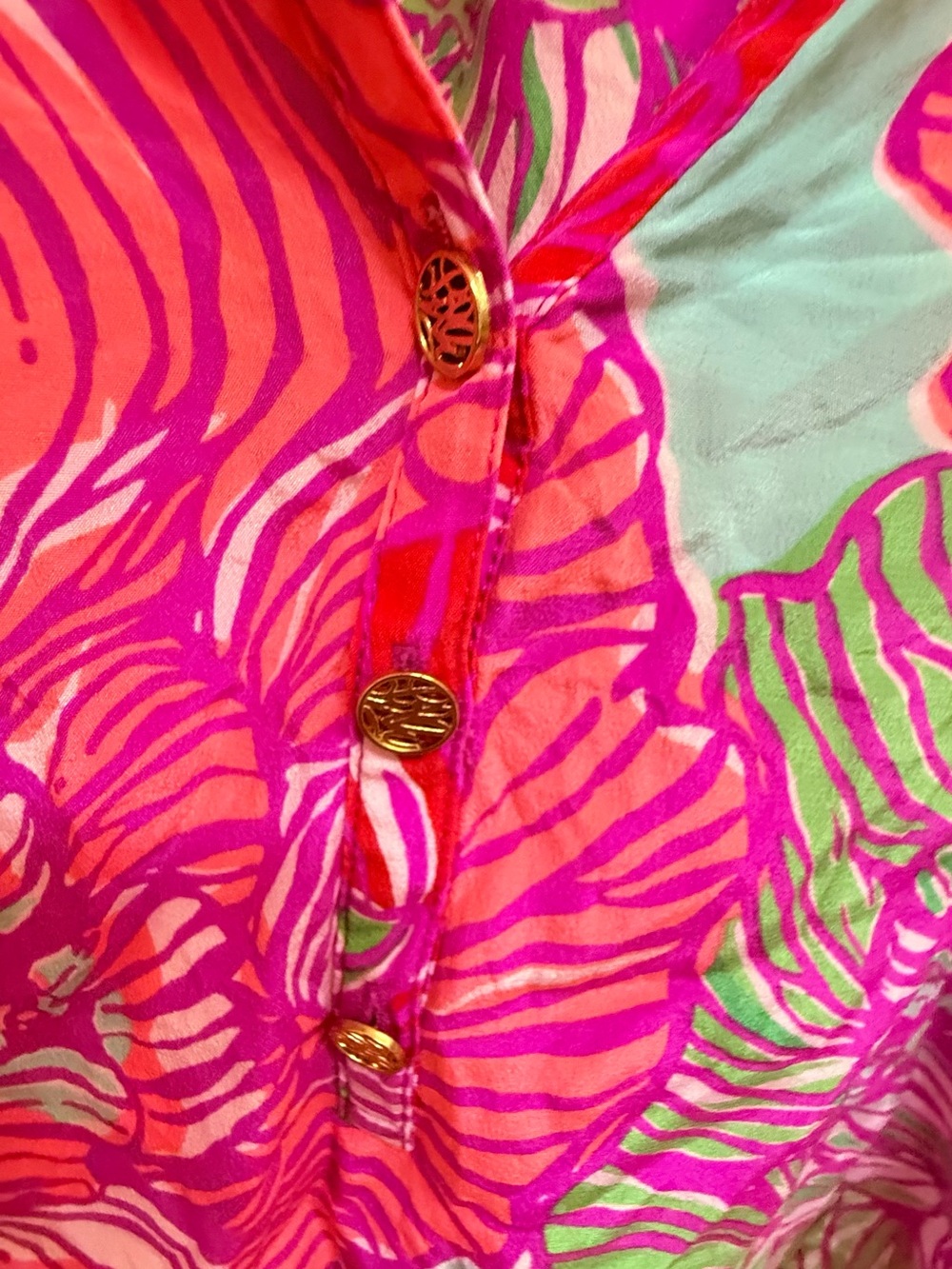 Lilly Pulitzer Women's Pink Long Sleeve Silk Blouse - Picture 3 of 5